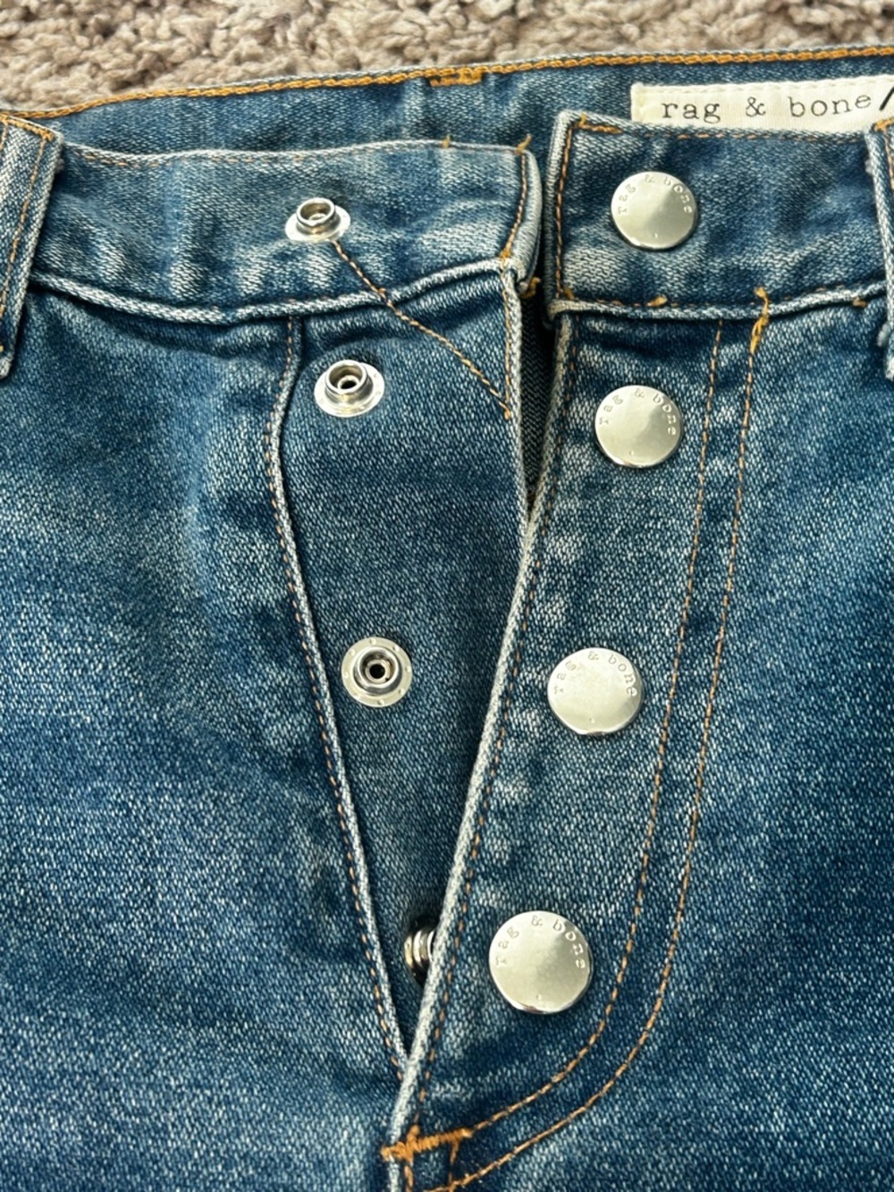 Rag & Bone Blue Denim High-Rise Button-Front Women's Shorts Size 25 - Picture 3 of 7